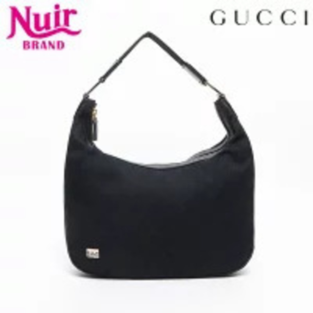 Gucci GG Canvas One Shoulder Hobo Bag Black